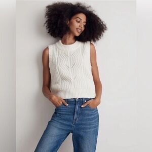 Madewell White Sleeveless Sweater